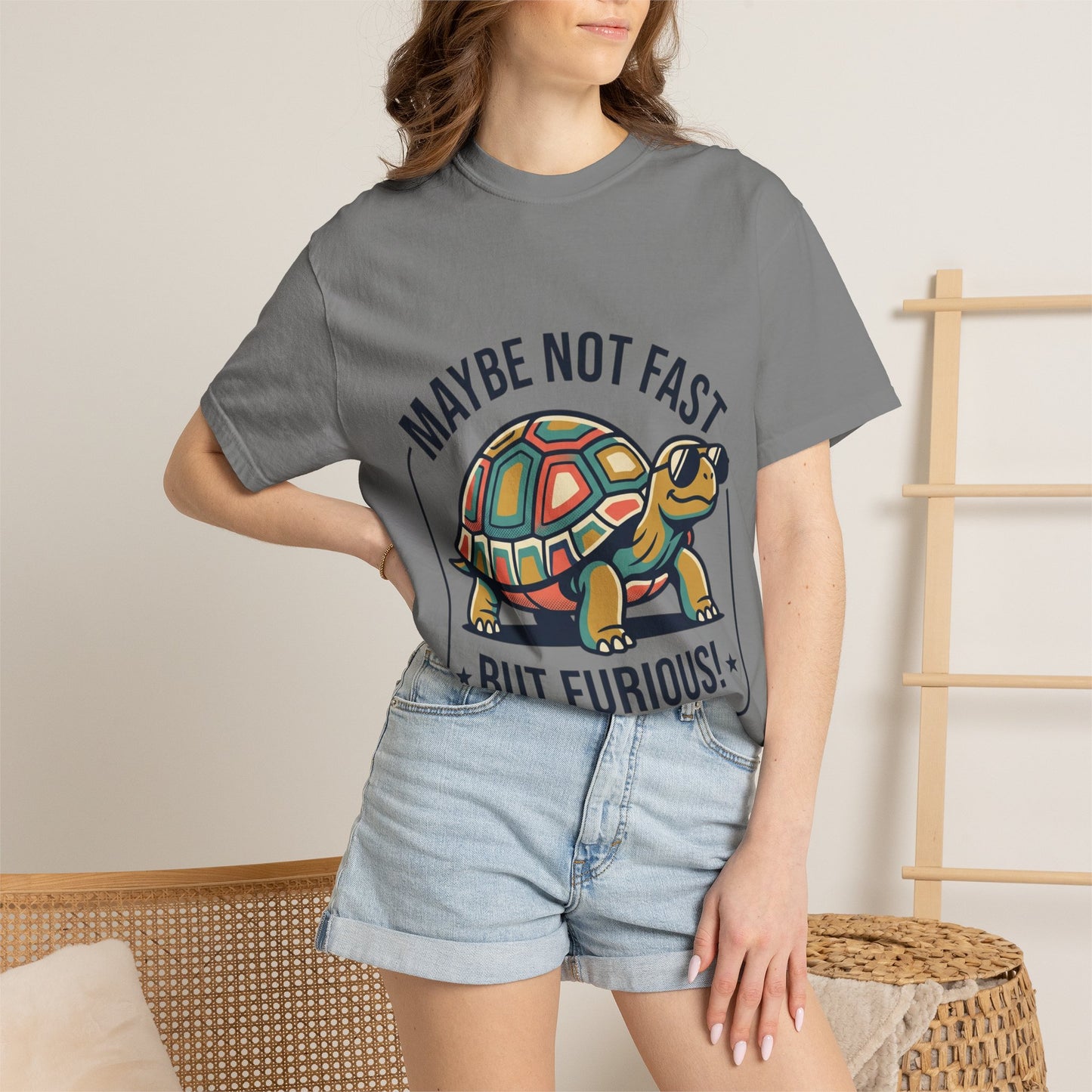 Maybe Not Fast But Furious! Turtle — Funny Retro Graphic Tee