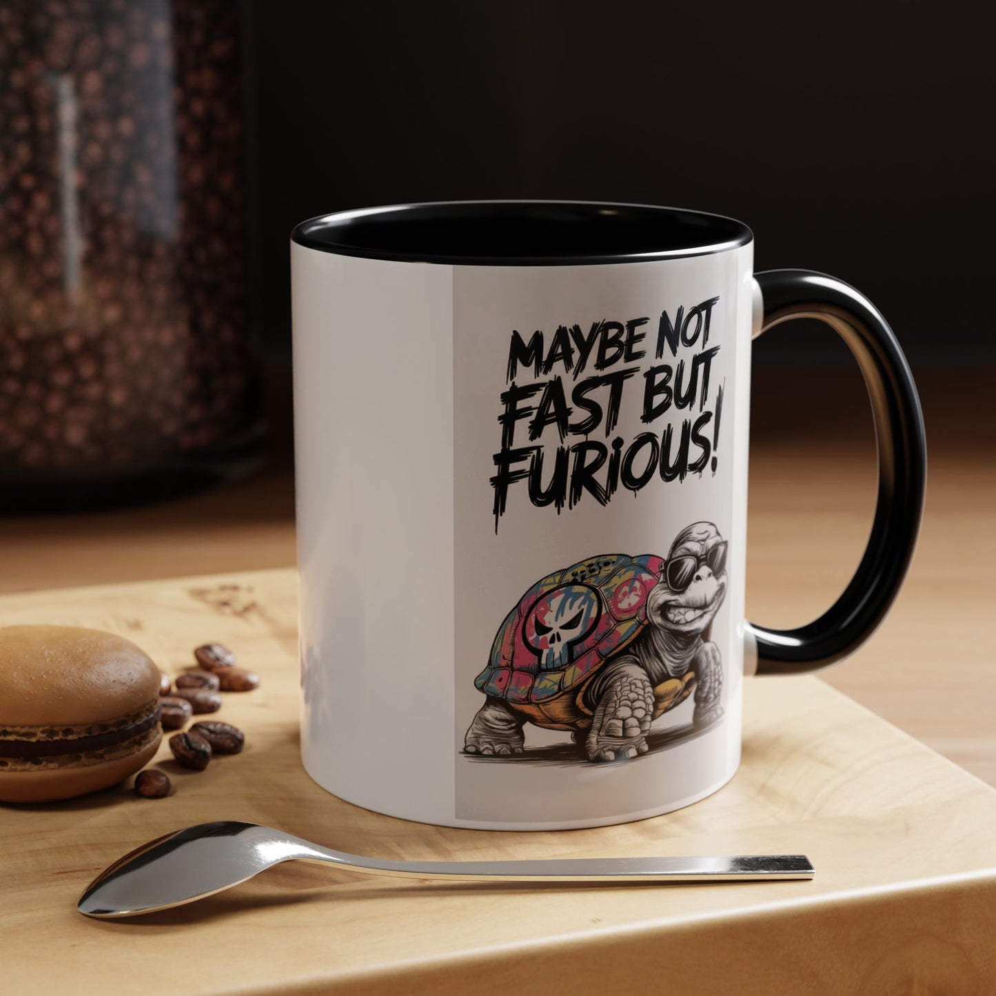 Maybe Not Fast But Furious Turtle Coffee Mug — Cute Funny Ceramic Tea & Coffee Cup