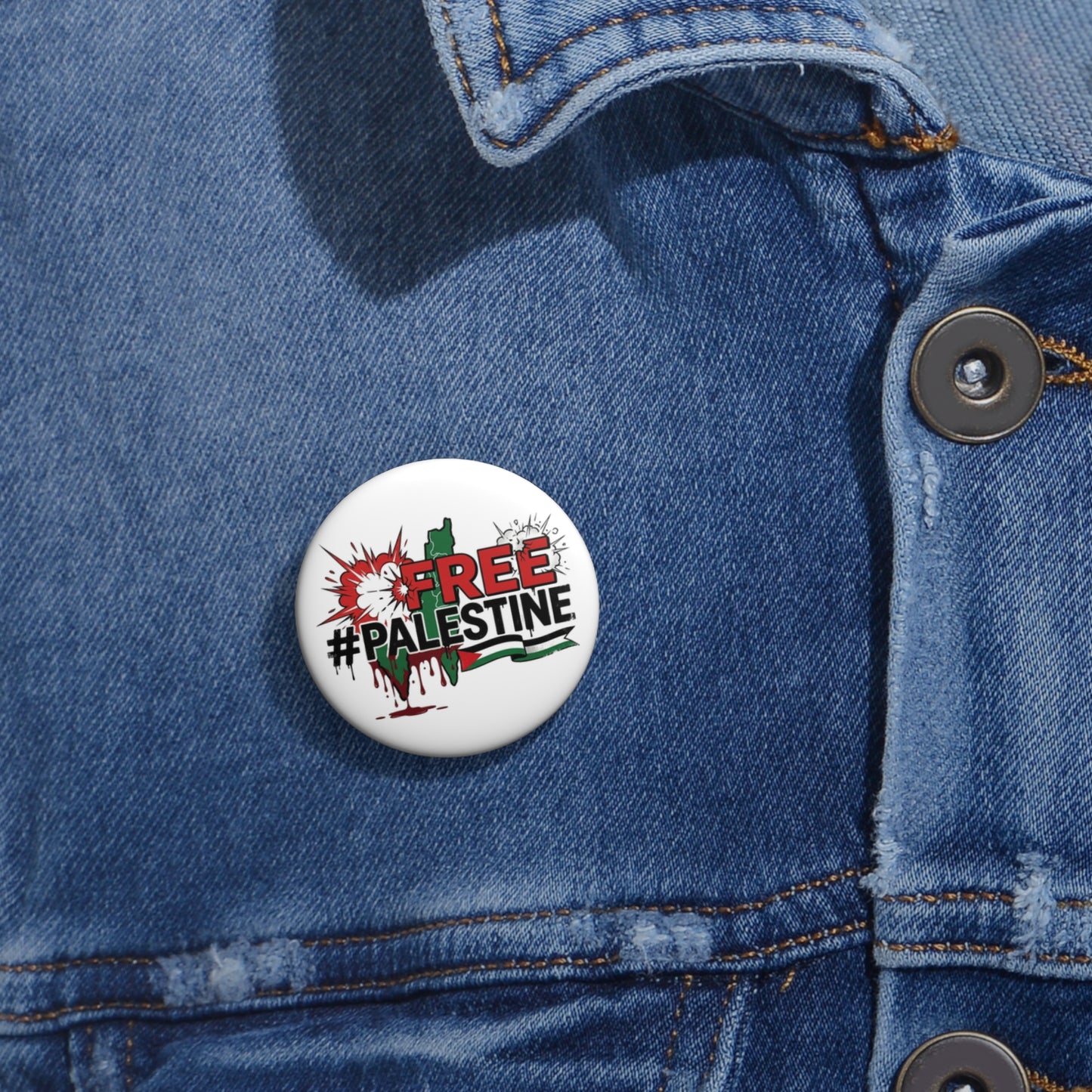 Free #Palestine Protest Pin Button - Political Solidarity Badge
